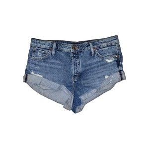 Silver Jeans Co. Hello Shorty Distressed Blue Denim Jean Cutoff Cuffed Shorts 29